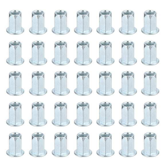 40Pcs M8 x 18mm Rivet Nut Thread Hexagonal Carbon Steel Nuts White Zinc-Plate