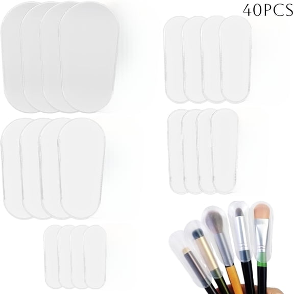 40Pcs Makeup Brush Covers, Clear Make up Brush Protective Protector Sleeves Dustproof Waterproof Cosmetic Brushes Guards Caps for Travel & Daily Storage Organizer(5 Sizes)