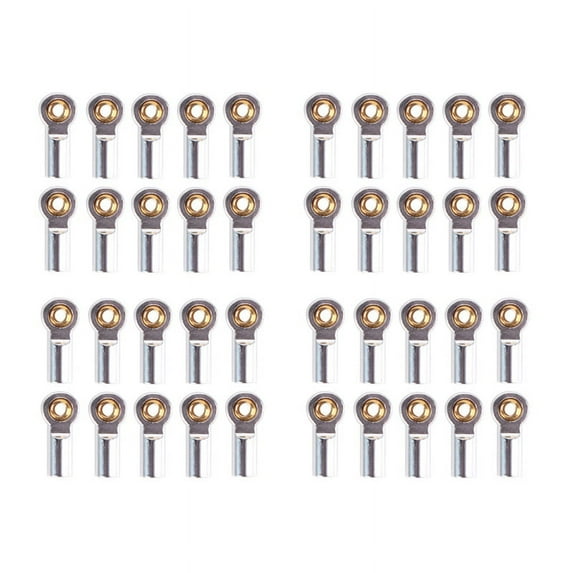 40Pcs Metal M3 Link Tie Rod End Ball Joint for 1/10 RC Car Crawler AXIAL SCX10 D90 D110 CC01,Silver