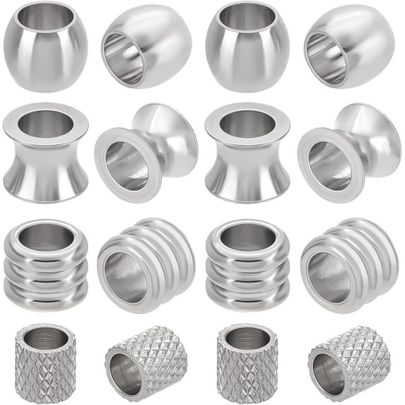 40Pcs Metal Spacer Beads Stainless Steel European Beads Column Large Hole Beads Slider Beads with 5mm/6mm Hole
