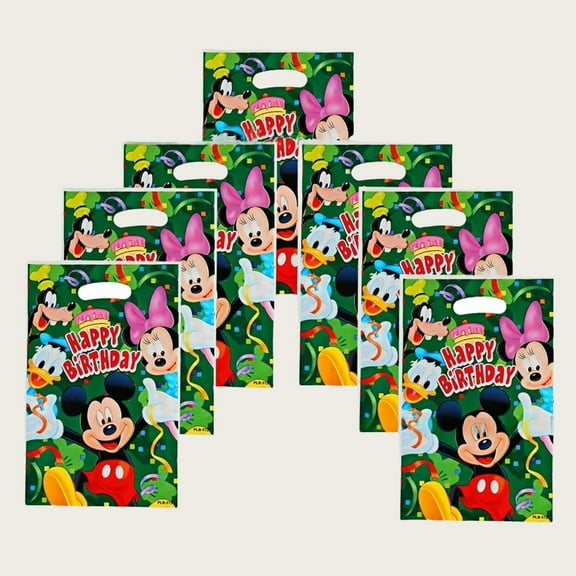 40Pcs Mickey Anime Cartoon Party Favor Gift Bags with Handle - Kids Birthday Goodie Bags for Candy, Themed Party Decorations Supplies