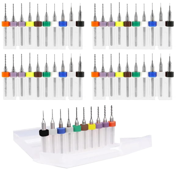 40Pcs Micro Small Drill Bit Set, PCB Mini Tungsten Carbide Carburetor Jet Drill Bits Pin Vise Hand Drill for Jewelry Making Resin Crafts, 0.1mm-1.0mm