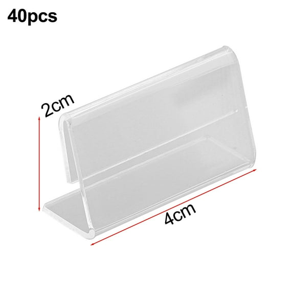 40Pcs Mini Acrylic Sign Display Holder Price Name Card Tag Label Frame Stand Bracket Business Card Holder Price Tag Display Rack