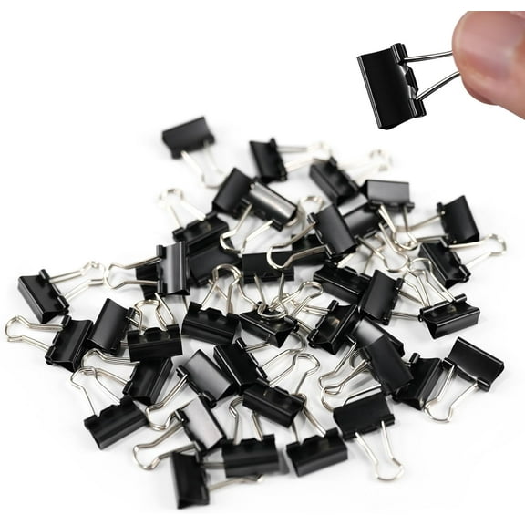 40Pcs Mini Binder Clips, 5/8 inch(15mm), Paper Clamps Micro Size for Office Supplies, Black