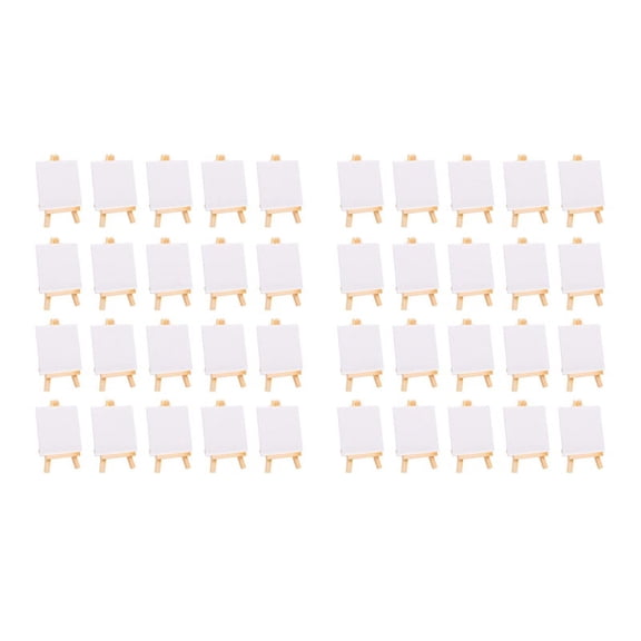 40Pcs Mini Canvas Drawing Board with Easel, Painting Canvas Panel, Suitable for Art Painting Supplies