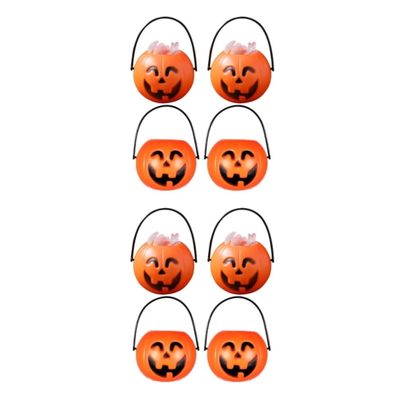 40Pcs Mini Portable Pumpkin Bucket, 2.8 In Plastic Pumpkin Candy Bucket, Trick or Treat Candy Pail Holder for Party Favor