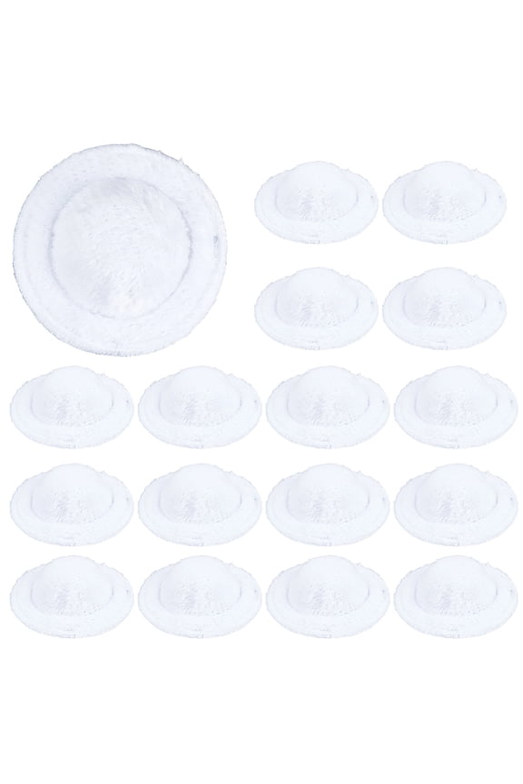 40Pcs Mini White Hat Miniature Hats Bulk Plush Small Cute Round Handmade Cloth Tiny Cowboy Straw Dress Woven Knitting Caps DIY