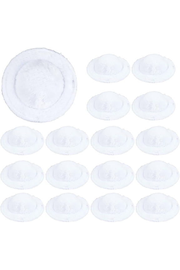 40Pcs Mini White Hat Miniature Hats Bulk Plush Small Cute Round Handmade Cloth Tiny Cowboy Straw Dress Woven Knitting Caps