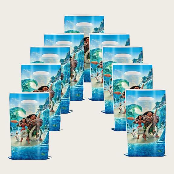 40Pcs Moana Anime Cartoon Party Favor Gift Bags with Handle - Kids Birthday Goodie Bags for Candy, Themed Party Decorations Supplies