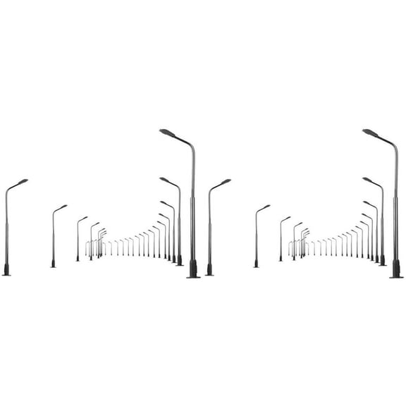 40Pcs Model Railway 10cm Lamp Post Street Lights HO Scale 1:87 LED 3V Resistors LQS08 Single Head-Bright White