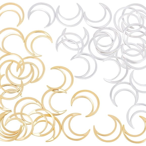 40Pcs Moon Connectors Charms Bulk Golden Silver Crescent Charms Hollow Frame Moon Dangle Charm Metal Link Pendants