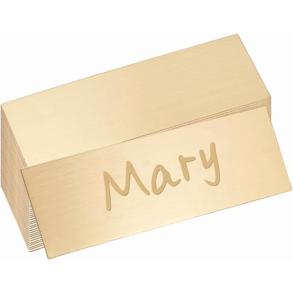 40Pcs Name Plates Golden Stainless Steel Name Tag Engraved Blank Plates Rectangle Frame Names Label Art Tag for Frame with Adhesive