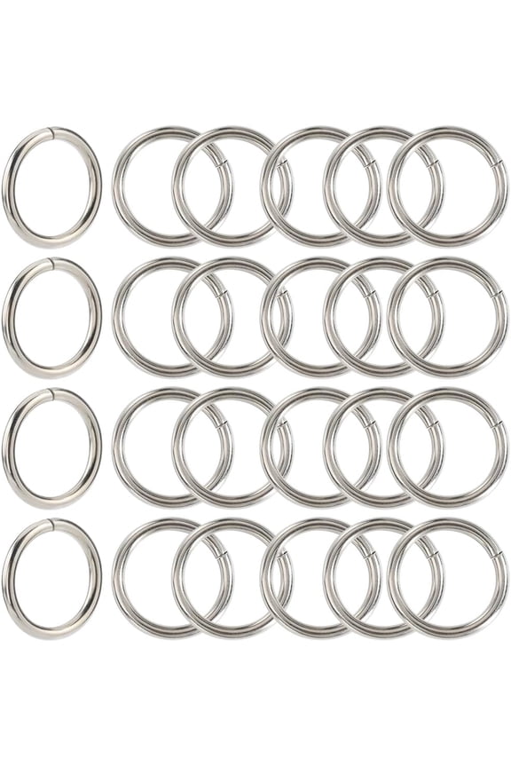 40Pcs Non Welded O Ring Round Metal Craft Rings Heavy Duty 25mm Silver Iron Multi Purpose Macrame Hanging Link Buckle Rings Connectors for Macrame Handbag Dog Leashes Belt Luggage Accessories DIY