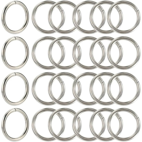 40Pcs Non Welded O Ring Round Metal Craft Rings Heavy Duty 25mm Silver Iron Multi Purpose Macrame Hanging Link Buckle Rings Connectors