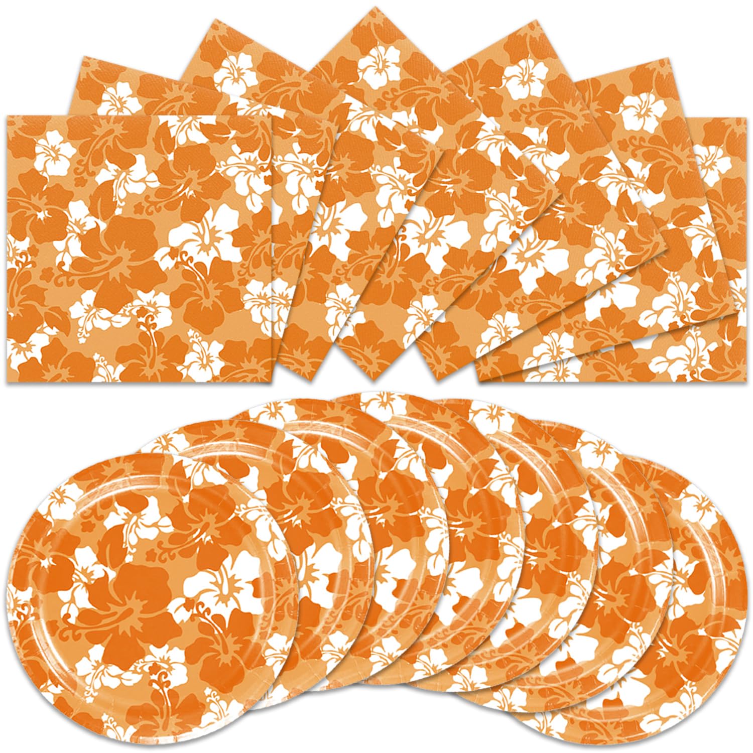 40Pcs Orange Hibiscus Birthday OIF8 Party Supplies Disposable Cutlery