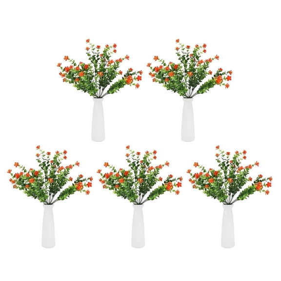 40Pcs Outdoor Uv Plants, 40 Branches Faux Plastic Greenery Shrubs Plants Orange
