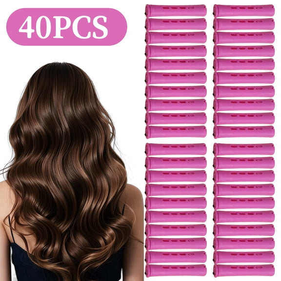 40Pcs Perm Rods Set Natural Hair, Cold Wave Plastic Hair Rollers Heatless Curling Rods for Women DIY, Purple/Orange