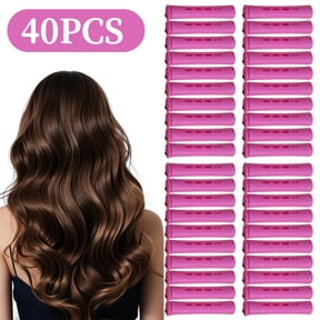40Pcs Perm Rods Set Natural Hair, Cold Wave Plastic Hair Rollers Heatless Curling Rods for Women DIY, Purple/Orange