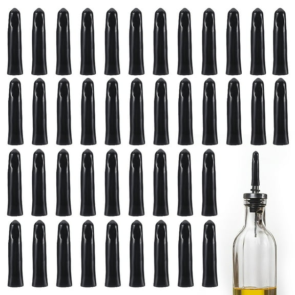 40Pcs Pourers Dust Covers Anti-Drop Dust Caps Black Rubber Tapered Pourer Covers Pour Spout Cover Sealed Cap Stopper