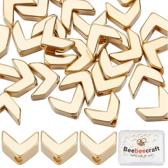 40Pcs Rack Plating Eco-friendly Brass Beads Lead Free & Cadmium Free Long-Lasting Plated Arrow Real 24K Gold Plated 5.5x6.5x3mm Hole: 1mm