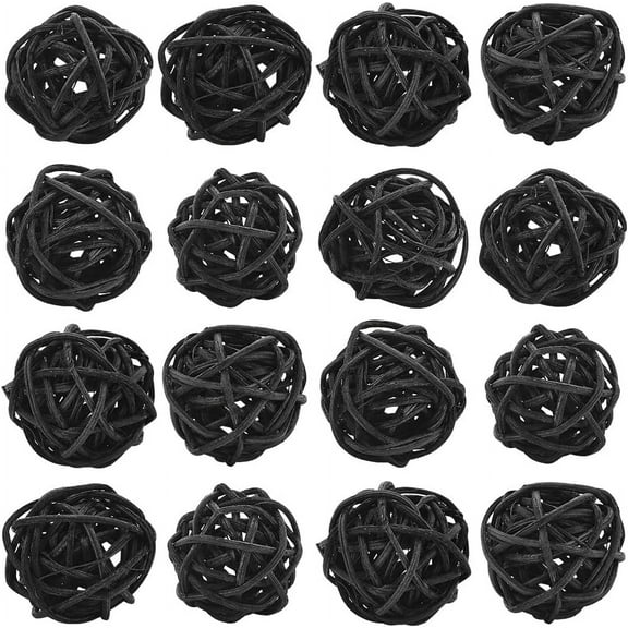 40Pcs Rattan Ball Ornaments Wicker Balls Bulk 3mm Black Small Round Decorative Table Centerpiece Bowls Twig Orbs Vase Filler for Christmas Wedding Table Party Ornament DIY Crafts Black