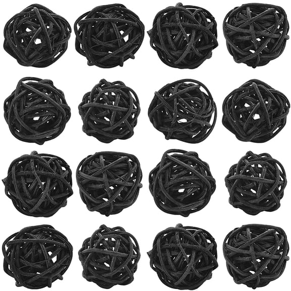 40Pcs Rattan Ball Ornaments Wicker Balls Bulk 3mm Black Small Round Decorative Table Centerpiece Bowls Twig Orbs Vase Filler