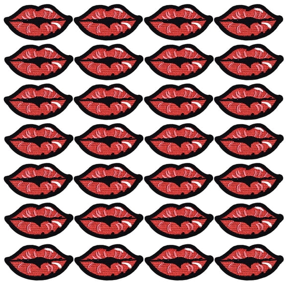 40Pcs Red Cartoon s Lady Kiss Lip Decorative Embroidery Applique Badge Sign Patch Iron Sew On Repair Patches