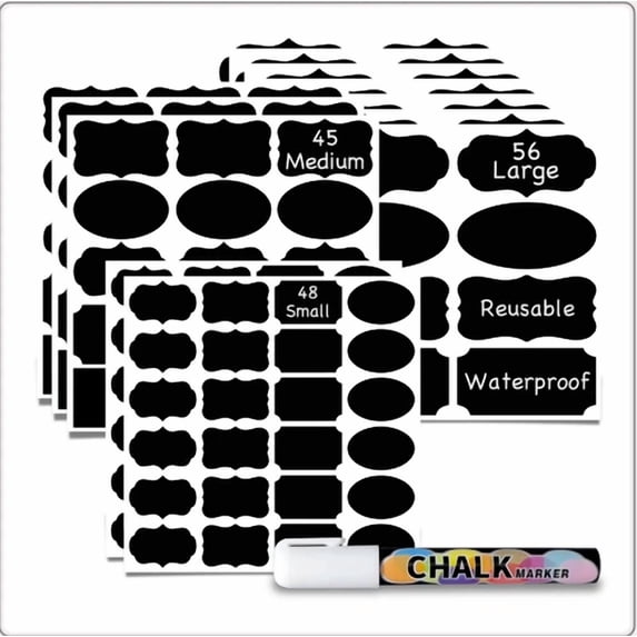 40Pcs Reusable Chalkboard Labels Removable Blackboard Stickers Name Bottles Jars