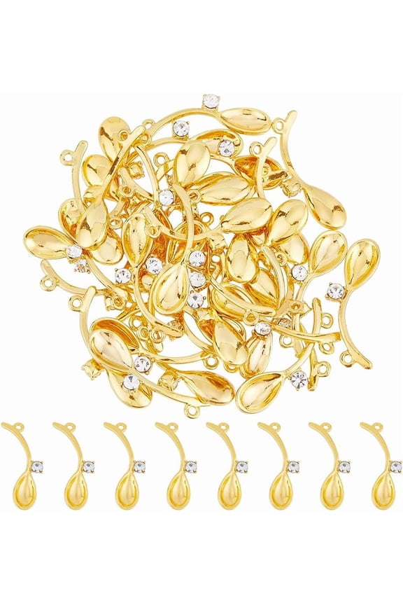 40Pcs Rhinestone Kitchen Charms Golden Spoon Pendants Cooking Tableware Alloy Gold Plated Pendants for DIY Bracelet Jewelry Making Hole: 1.5mm