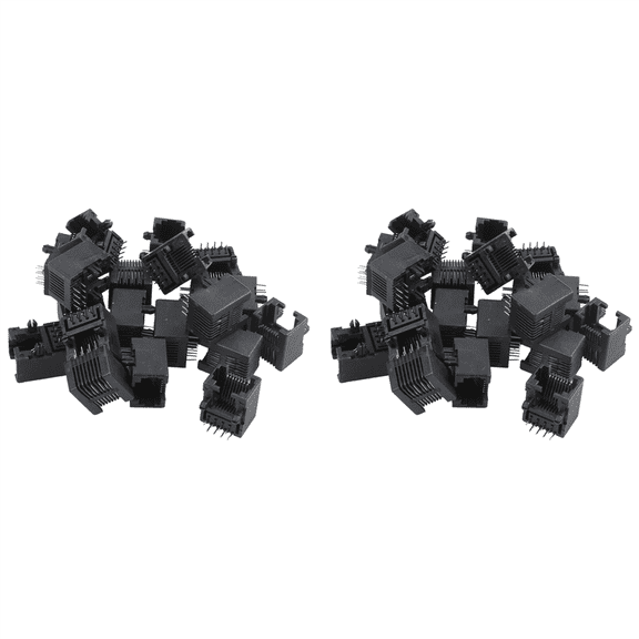 40Pcs Rj45 8P8C Computer Internet Network Pcb Jack Socket Black,40 x Network Modular PCB Jack,Black