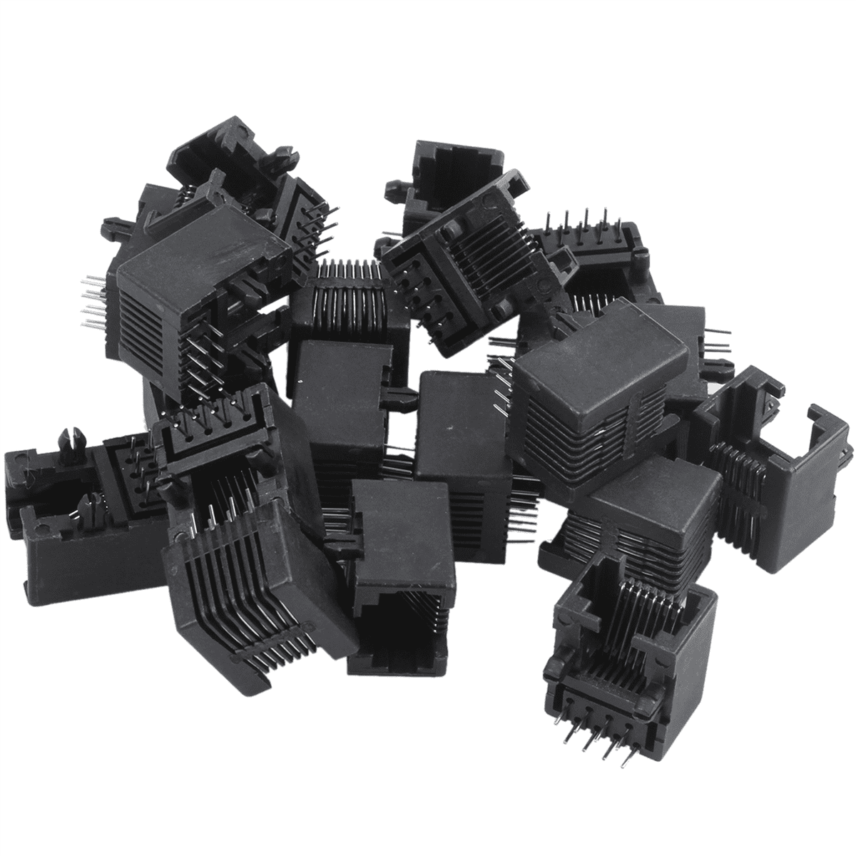 40Pcs Rj45 8P8C Computer Internet Network Pcb Jack Socket Black ...