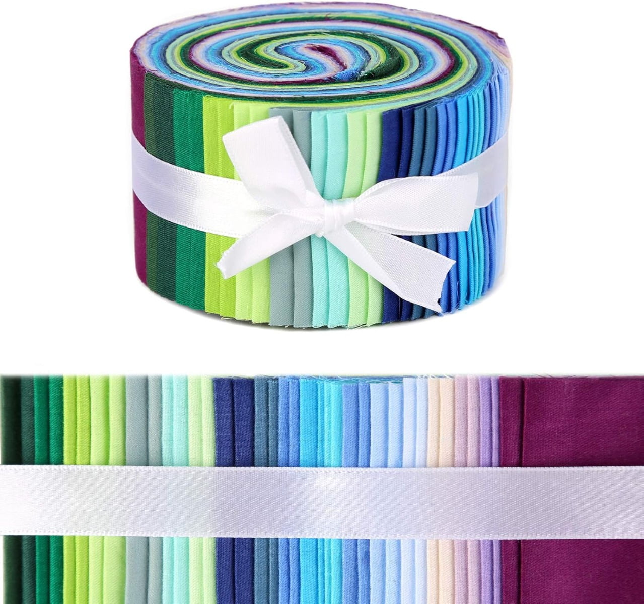 40Pcs Roll Up Cotton Fabric Quilting Strips, Jelly Roll Fabric, Cotton Craft Fabric Bundle, Patchwork Craft Cotton Quilting Fabric, Cotton Fabric, Quilting Fabric with Different Patterns for Crafts
