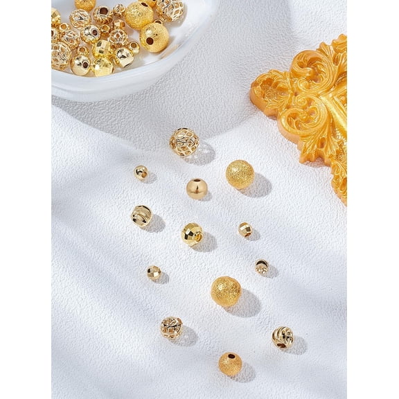 40Pcs Round Brass Charms Loose Spacer Charms Gold Plated Jewelry Finding Accessories for DIY handcrafting
