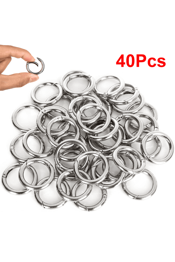 40Pcs Round Carabiners Clips Metal Trigger Spring O Rings Snap Hooks DIY Charms Accessory for Keychains Bags Purses Crafts Making