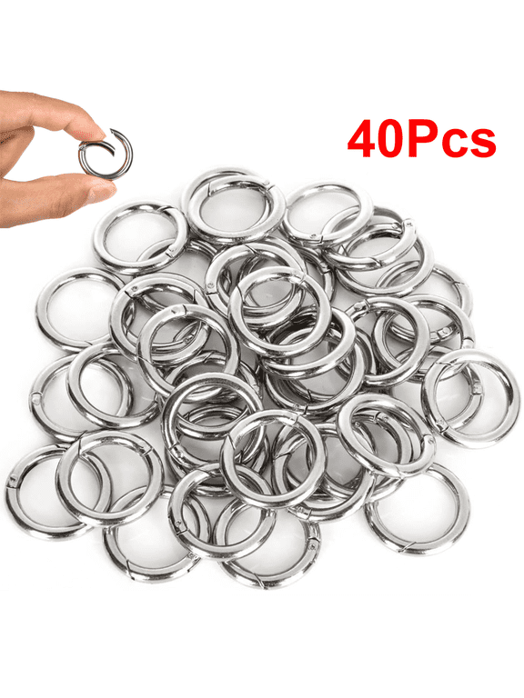 40Pcs Round Carabiners Clips Metal Trigger Spring O Rings Snap Hooks DIY Charms Accessory for Keychains Bags Purses Crafts Making