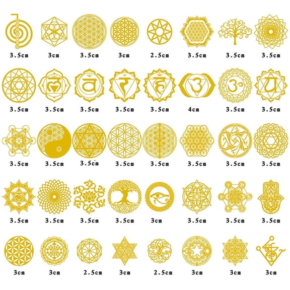 40Pcs Sacred Geometric Copper Orgonite Sticker Flower Life Tree DIY Energy Tower Pyramid Material Epoxy Resin Art Crafts