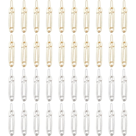 40Pcs Safety Pin Hair Clips Goth Hair Pins Alloy Hairpin Brooch Pin Shape Barrettes Metal Hairdressing Tool 90s Style Hair Accessories for DIY Women Thick Thin Long Hair Daily Use Gold Silver