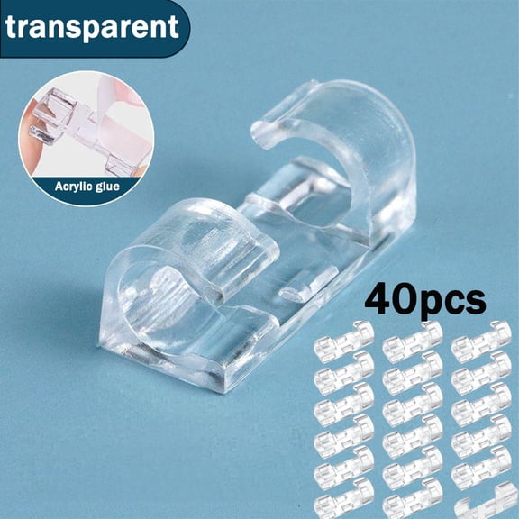 40Pcs Self Adhesive Cable Management Clips, Cable Organizers Sticky Wire Clips Cord Holder for TV PC Laptop Ethernet Cable Desktop Home Office (Transparent)