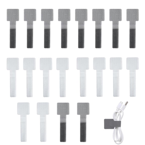 40Pcs Self Adhesive Hook and Loop Cable Straps,Hook and Loop Cable Ties,Sticky Charger Cable Tidy,Cord Organizer for Wall,Under Desk,Desktop