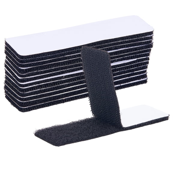 40Pcs Self-adhesive Nylon with Polyester Hook and Loop Tapes Rectangle Black 100x25x3.5mm DIY