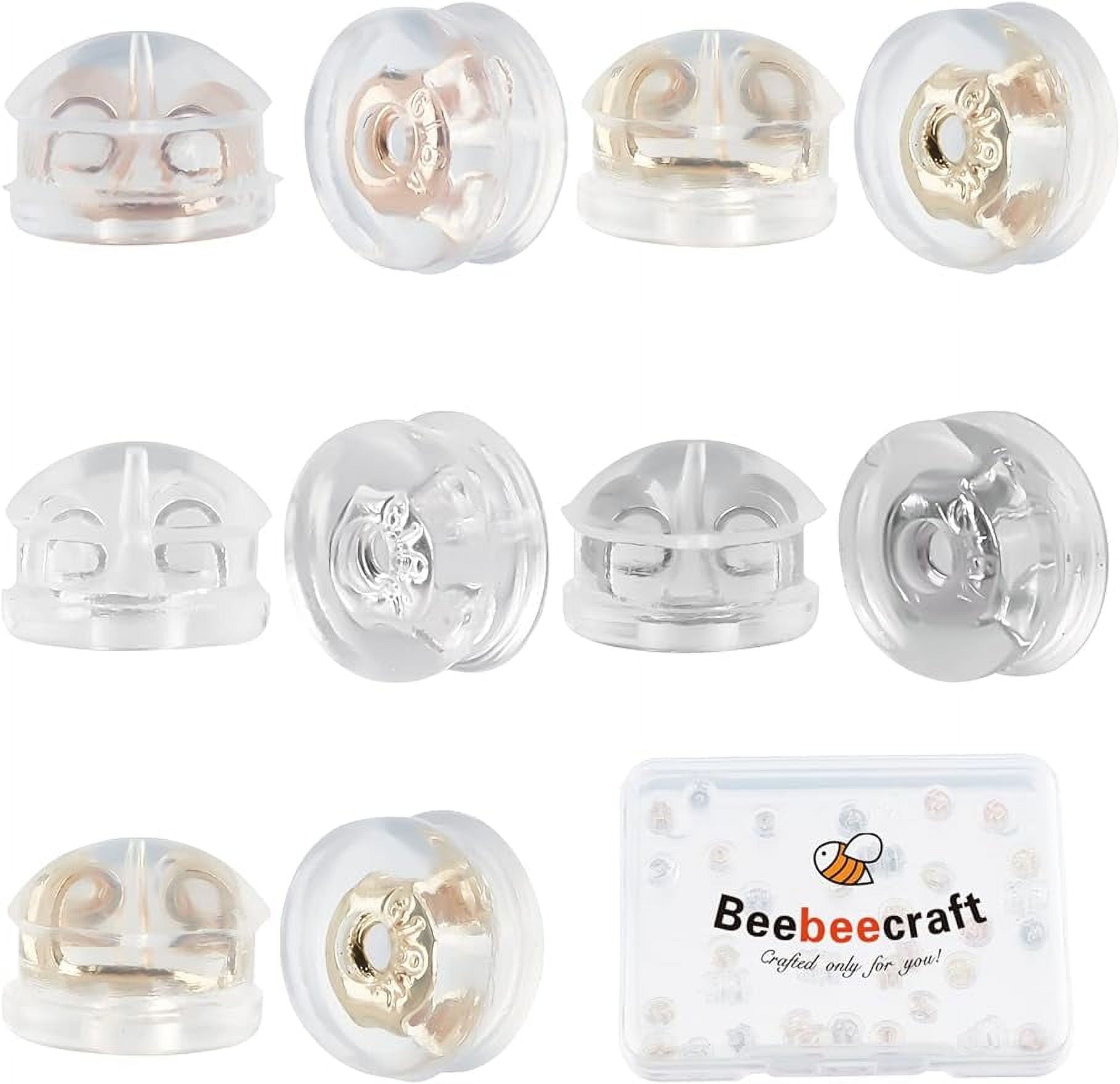 40Pcs Silicone Earring Backs Round Locking Secure Back of Earring ...