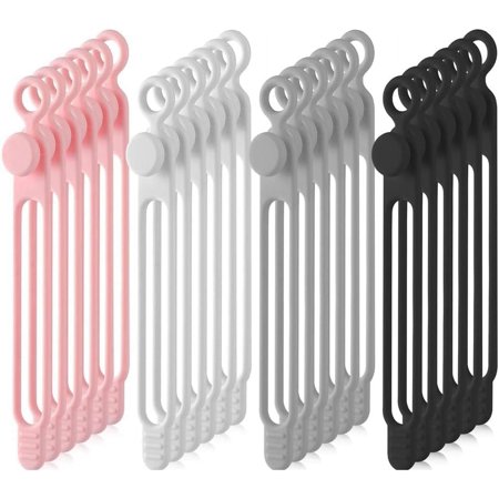 40Pcs Silicone Silicone Reusable Holder Strap Adjustable Cable Organize (4 Colors)