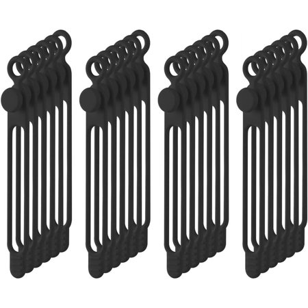 40Pcs Silicone Cable Straps Silicone Reusable Holder Strap Adjustable Cable Straps Multipurpose Cable Organize Black