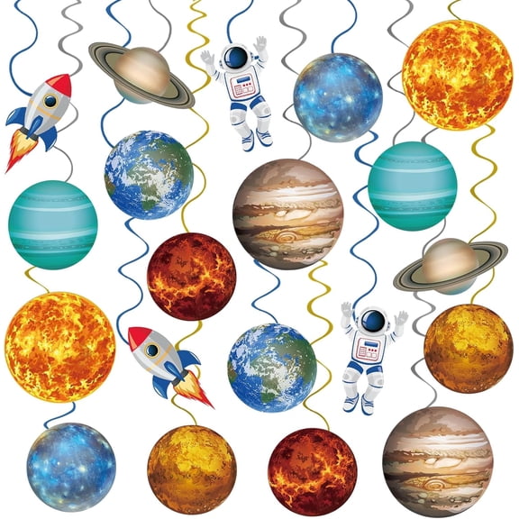 40Pcs Solar System Hanging Swirl Decorations, Outer Space Party Ceiling Hanging Swirls Space Themed Party Swirls Streamers for Space Themed Birthday