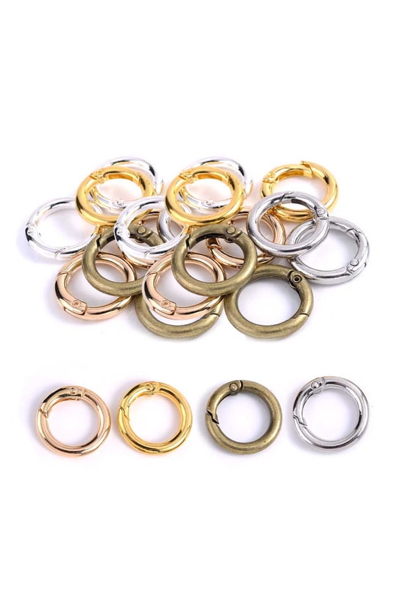 40Pcs Spring O Rings Alloy Round Clips Circle Trigger Spring O Ring 20mm Snap Buckles Clasp Rings Keyring Hook Snap Clip for Keychains Bags Purses Handbags DIY Crafts, Mix-color