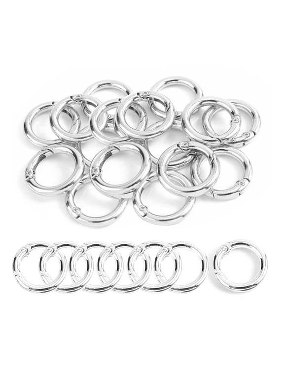 40Pcs Spring O Rings Alloy Round Clips Circle Trigger Spring O Ring 20mm Snap Buckles Clasp Rings Keyring Hook Snap Clip for Keychains Bags Purses Handbags DIY Crafts, Steel Color