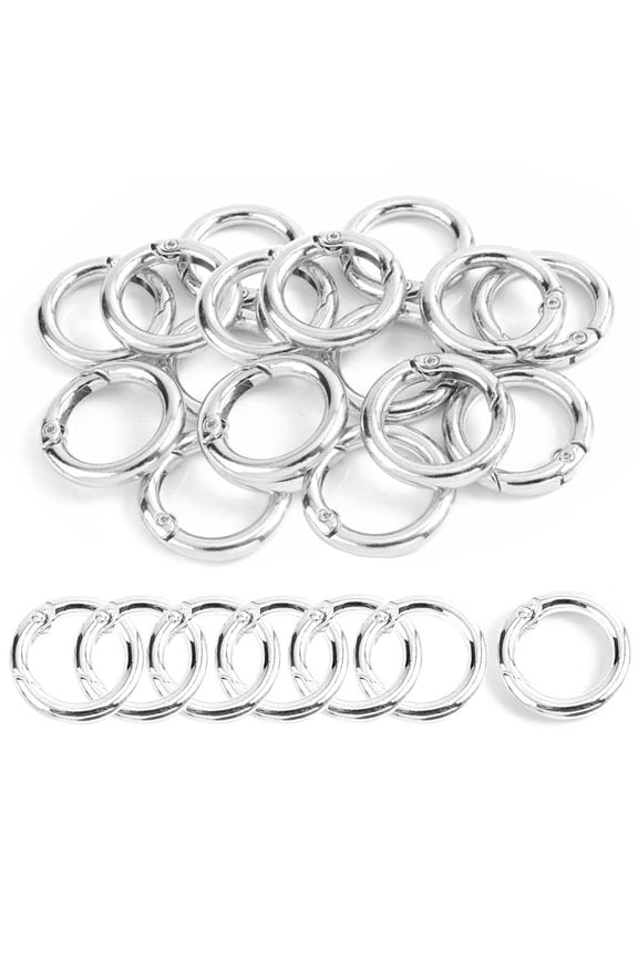 40Pcs Spring O Rings Alloy Round Clips Circle Trigger Spring O Ring 23mm Snap Buckles Clasp Rings Keyring Hook Snap Clip for Keychains Bags Purses Handbags DIY Crafts, Steel Color