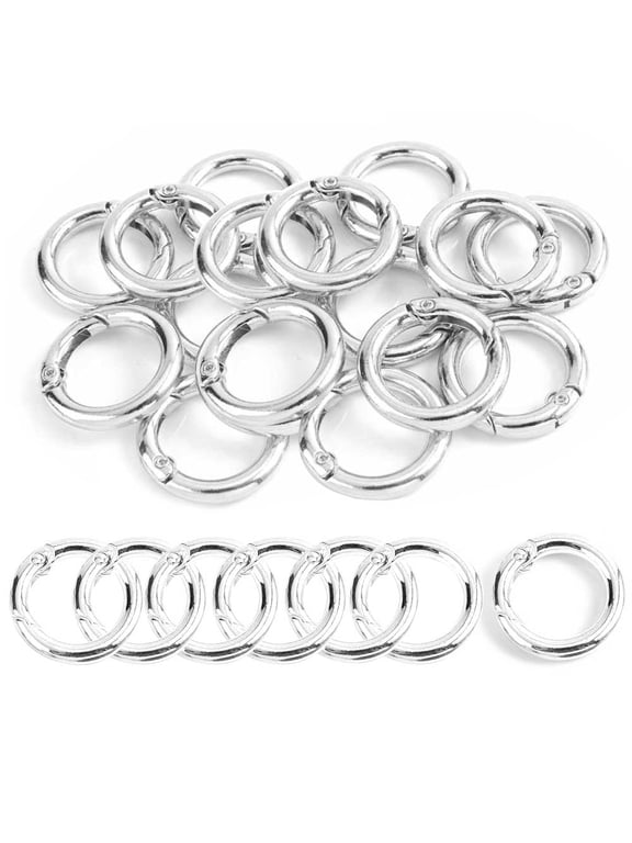 40Pcs Spring O Rings Alloy Round Clips Circle Trigger Spring O Ring 23mm Snap Buckles Clasp Rings Keyring Hook Snap Clip for Keychains Bags Purses Handbags DIY Crafts, Steel Color