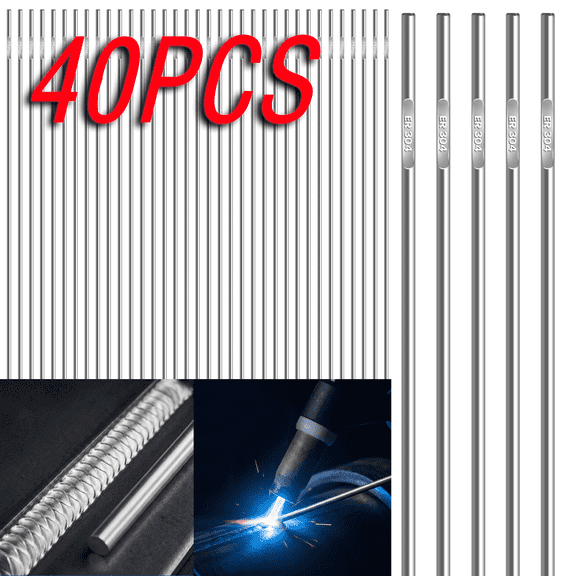 40 Pcs ER304 Stainless Steel TIG Welding Rods, 1/16" x 15.75" TIG Filler Metal, High Purity Welding Wire for 304 Stainless Steel Repair, Stable Arc & Low Fume