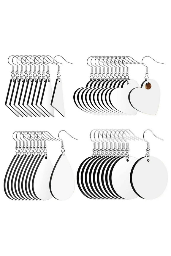 40Pcs Sublimation Blank Earrings Heat Transfer Earrings Unfinished Wood Earring